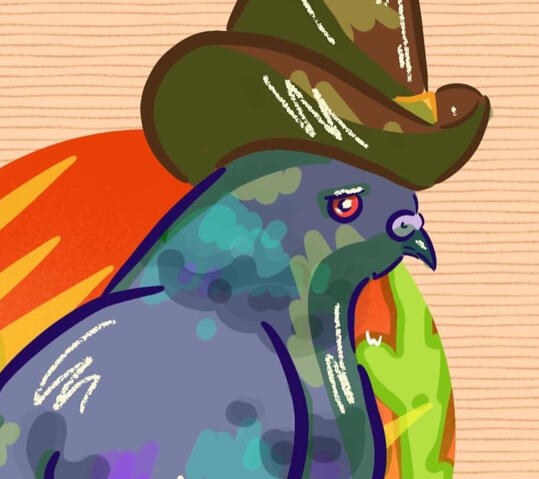 sad pigeon with cowboy hat art sad pigeon with cowboy hat art